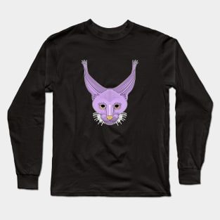 purple caracal cat face Long Sleeve T-Shirt